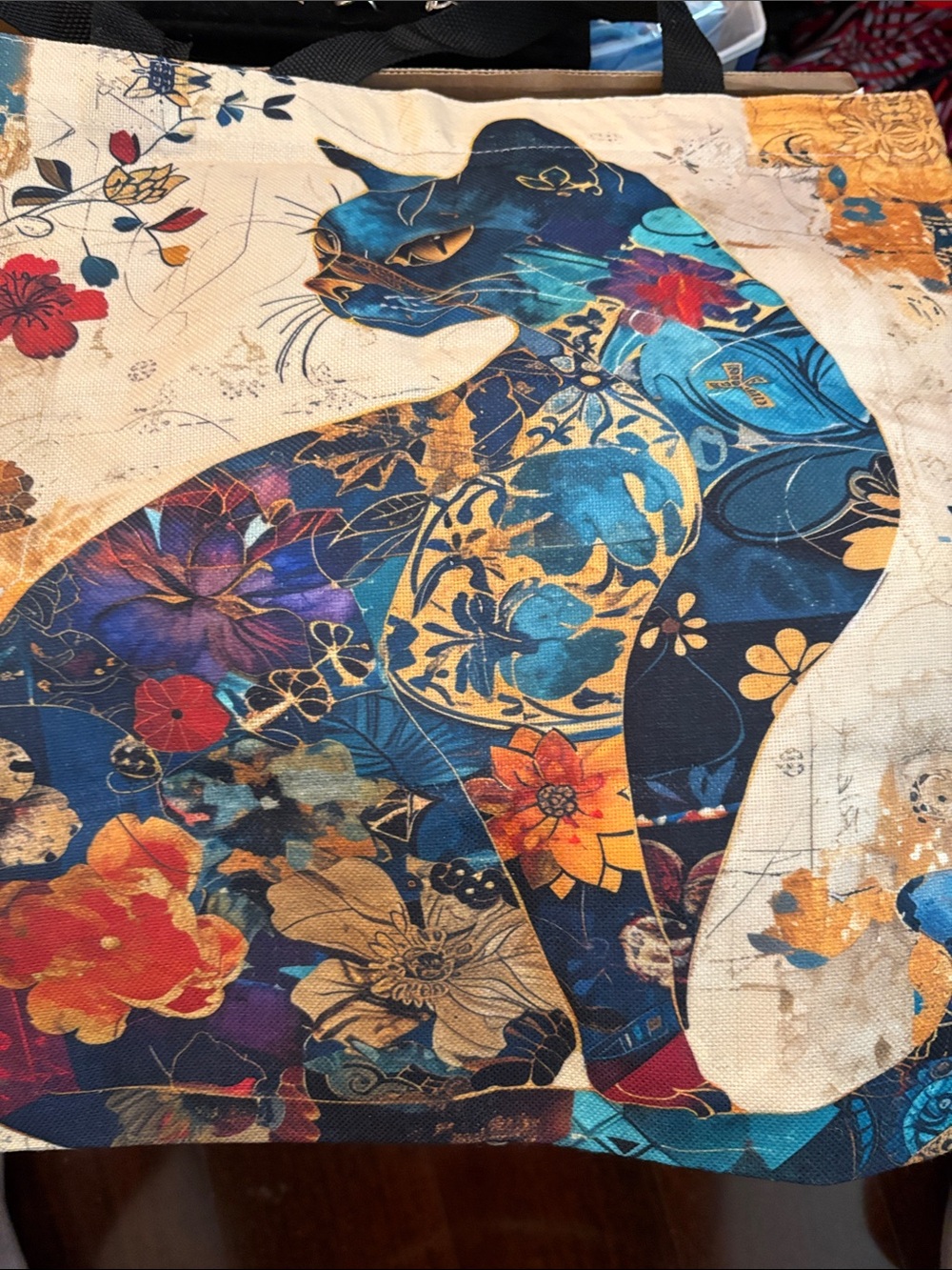 Colorful Cat Print Tapestry Tote‎
